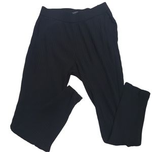 Eileen Fisher Ankle Length Ribbed Black Pull-on Pant With Pockets XS